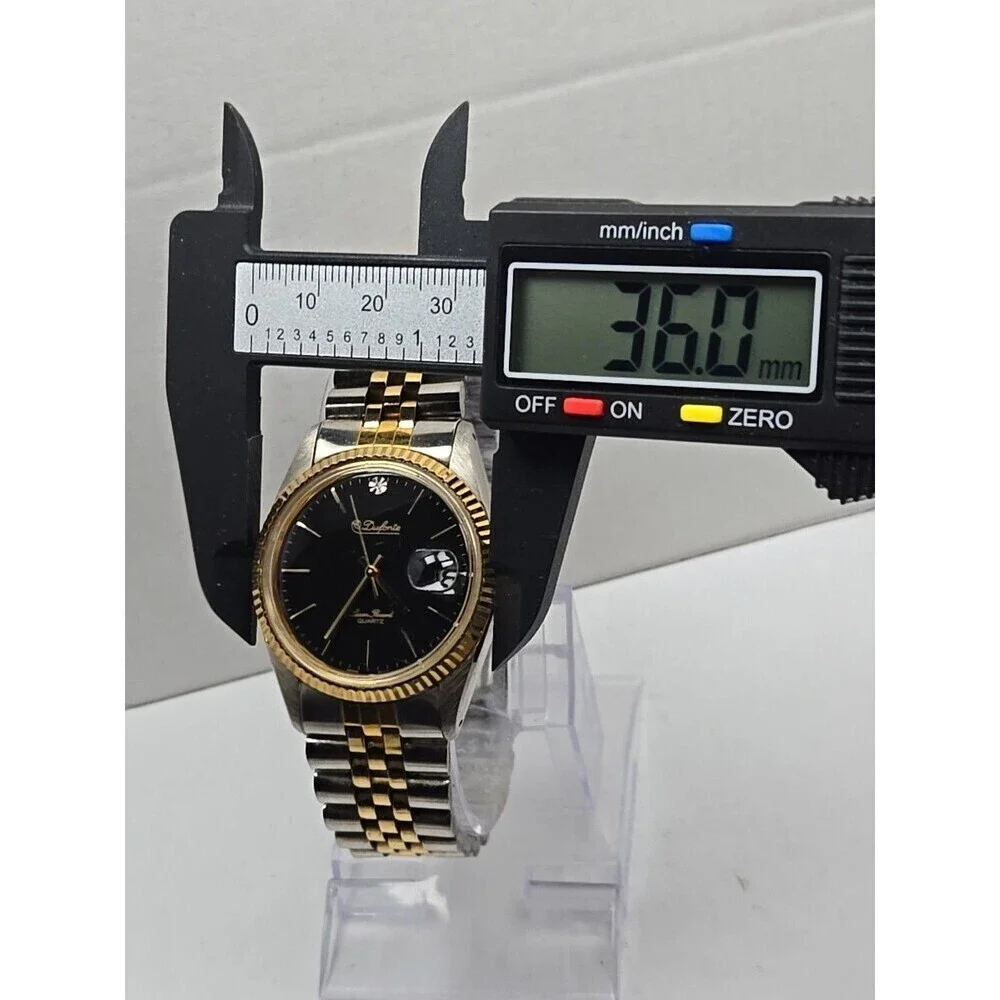 Dufonte Lucien Piccard Two Tone Quartz Watch Date Fluted Bezel Mens New Battery